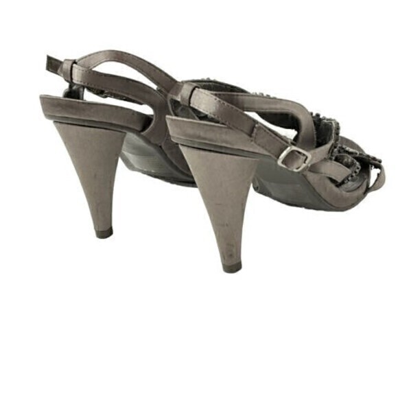Kenneth Cole Reaction Women’s Size 8.5 M Beads and Jewels Pewter 4" Sandal heels - Picture 3 of 9